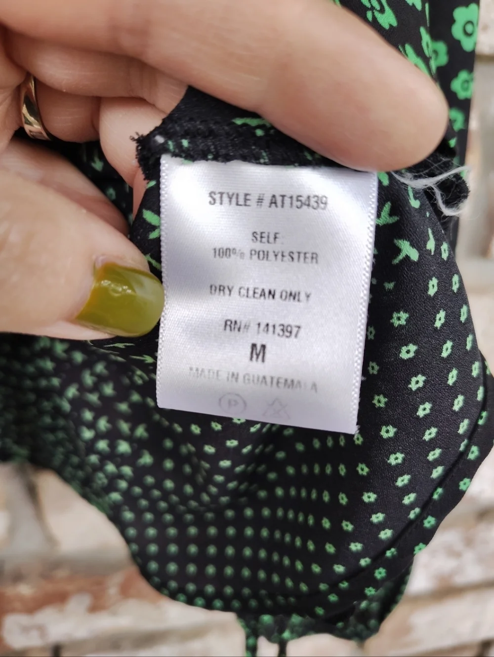 Astr The Label Green & Black Patchwork Print Chiffon Wrap Top Sz M Casual Career